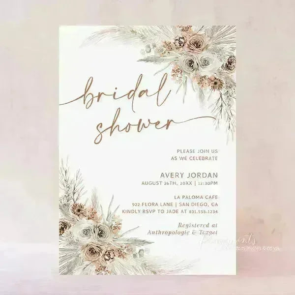 terracotta fall floral boho Bridal Shower Invitations RPB09 - Rosy Prints