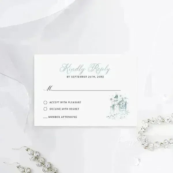 Cinderella fairytale light blue birthday invitations ROSG21 - Rosy Prints