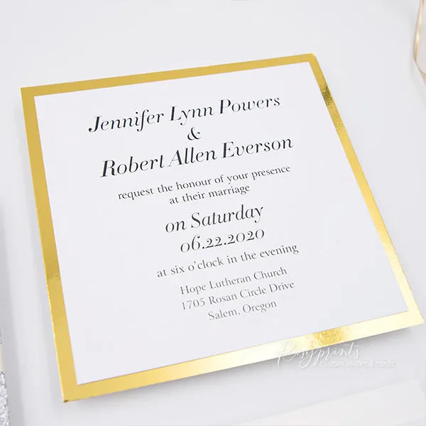 Classy Silver and Gold Wedding Invitations with Bling Stone