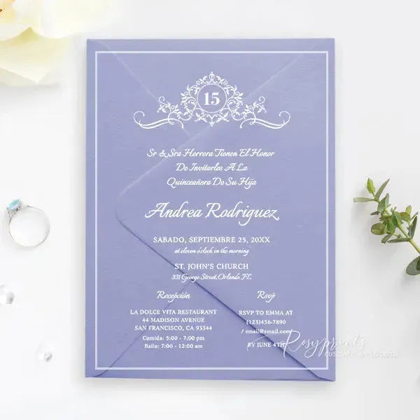 elegant acrylic quinceanera sweet 16 invitations ROSYA61 - Rosy Prints