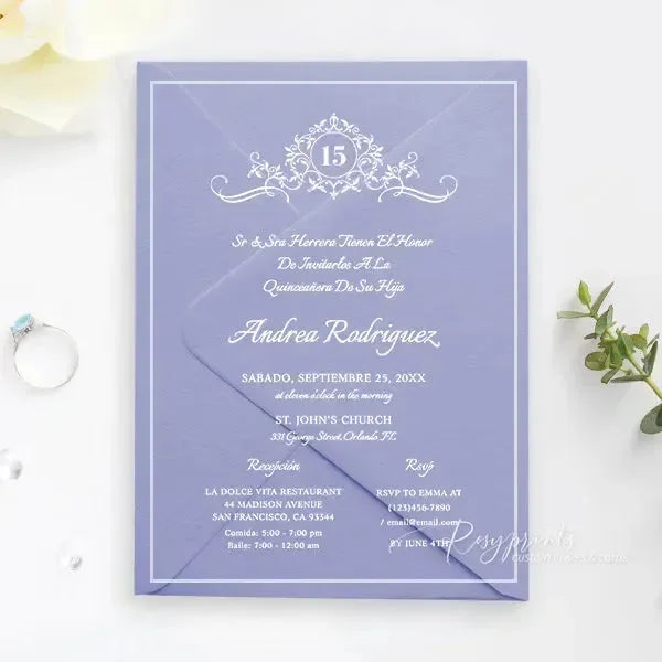 elegant acrylic quinceanera sweet 16 invitations ROSYA61 - Rosy Prints