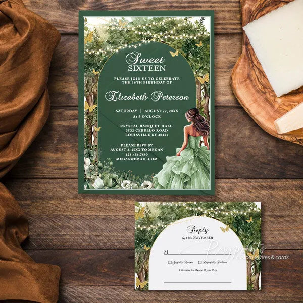 sweet 16 quinceanera enchanted forest acrylic invitations ROSYA108 - Rosy Prints