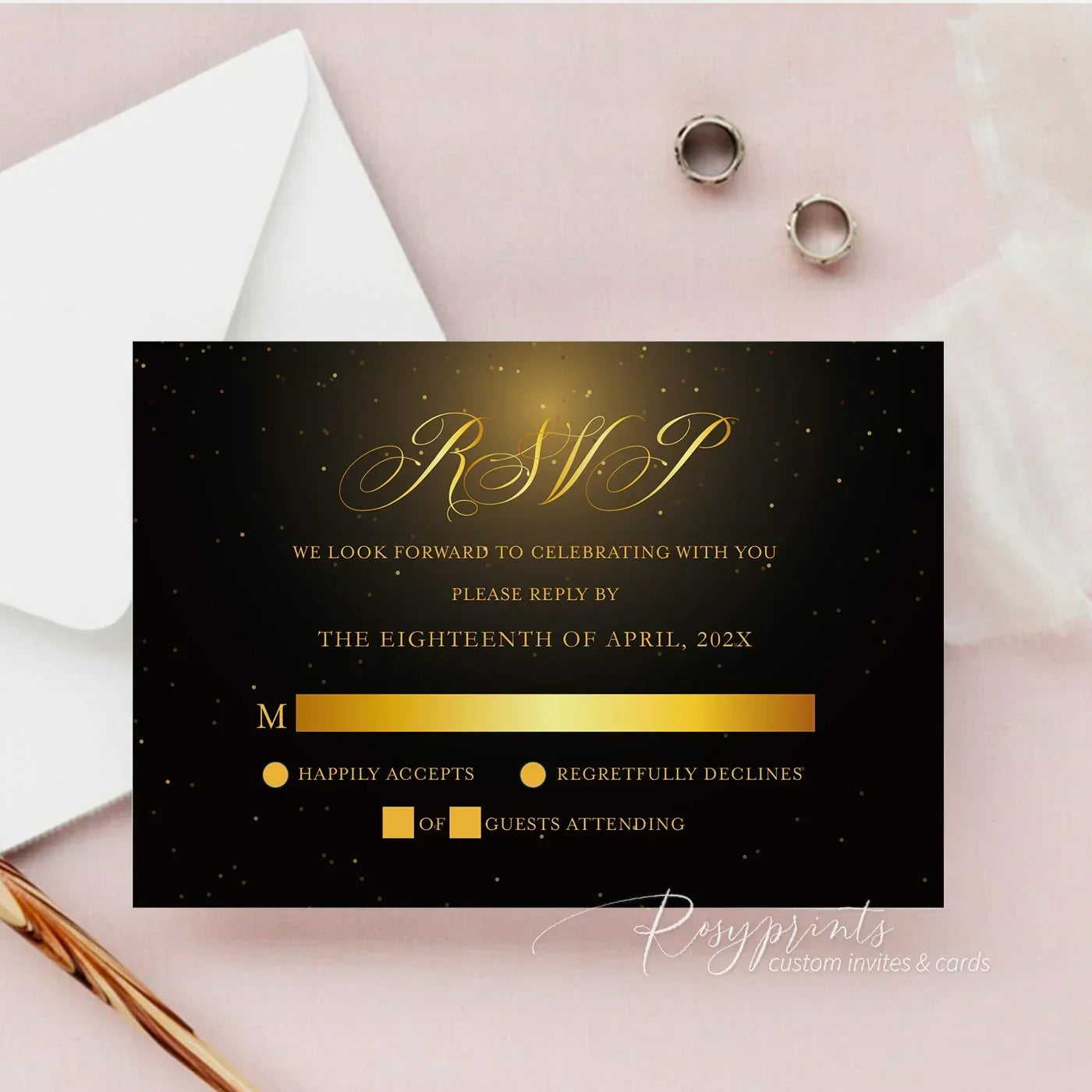 Gold Foil Quinceanera Masquerade Party Acrylic Invitations