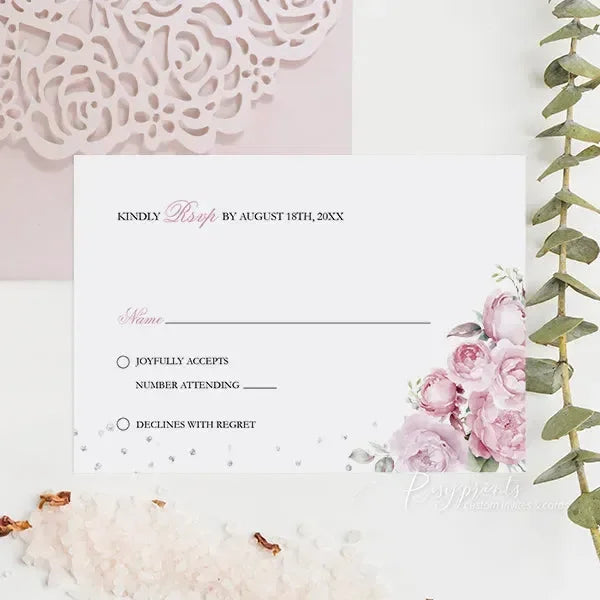 silver and pink butterfly quinceanera sweet 16 invitations ROSYP35 - Rosy Prints