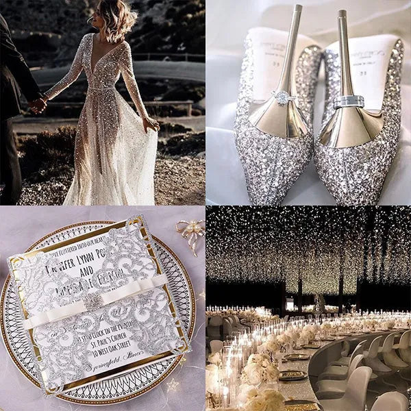 Classy Silver and Gold Wedding Invitations with Bling Stone