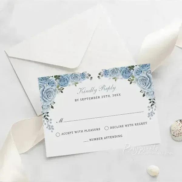 light blue and silver acrylic quinceanera invitations ROSYA53 - Rosy Prints