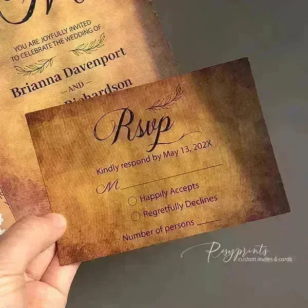 earthy boho vintage rustic lace wedding invitations ROSG27 - Rosy Prints