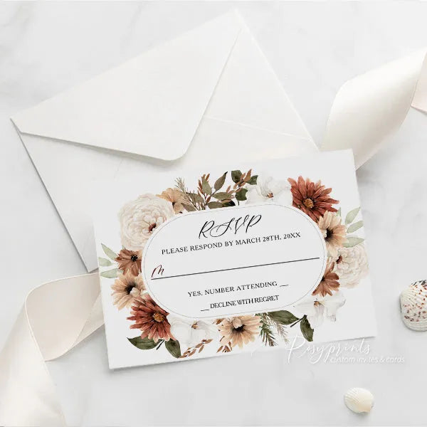 boho terracotta rust brown acrylic wedding invitations ROSYA91 - Rosy Prints