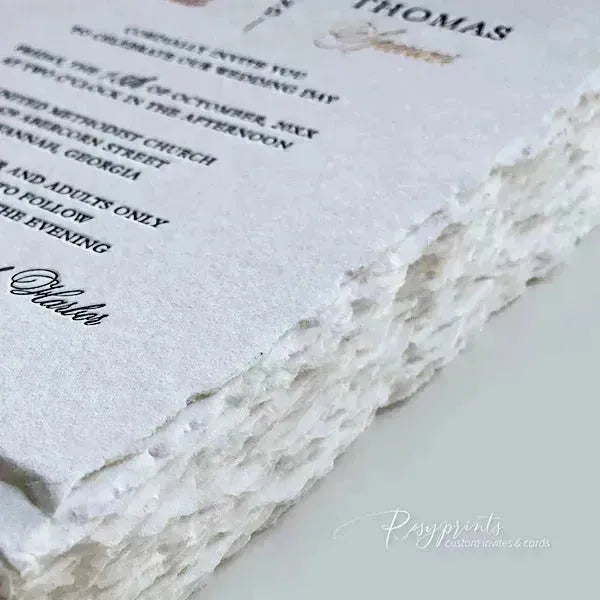 deckled edge gold foil letterpress wedding invitations ROSYL02 - Rosy Prints