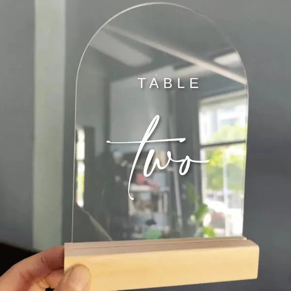 clear acrylic plexiglass table numbers for wedding, 5sets - Rosy Prints