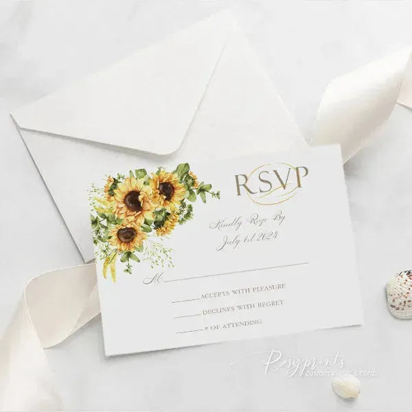 country sunflower acrylic wedding invitations ROSYA24 - Rosy Prints