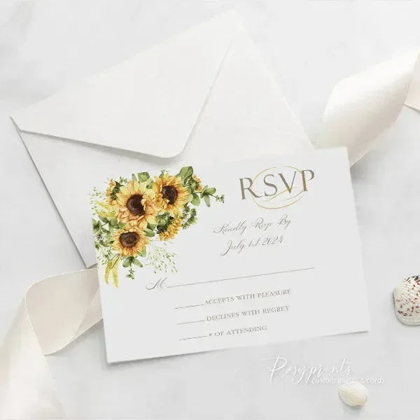 country sunflower acrylic wedding invitations ROSYA24 - Rosy Prints