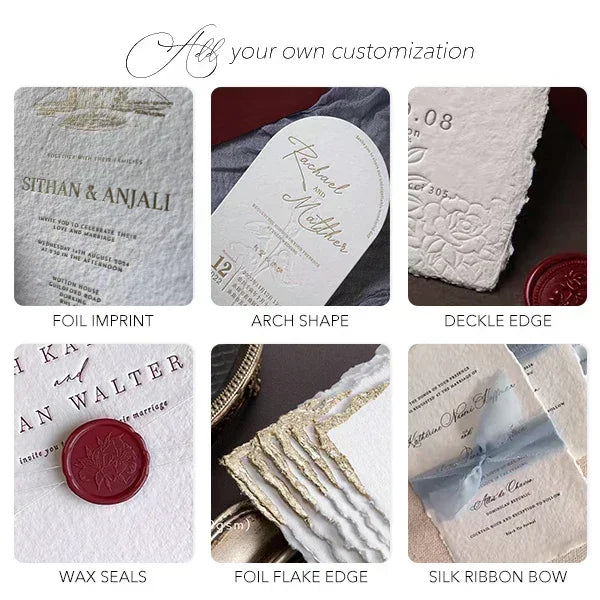 blind embossed wedding invitations with custom venue sketch ROSYL10