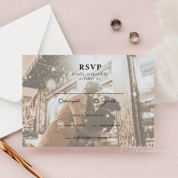simple acrylic wedding invitations with custom picture ROSYA104 - Rosy Prints