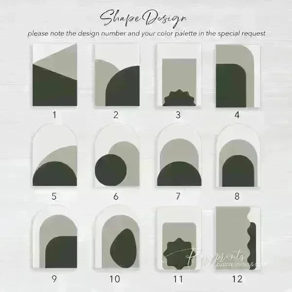 wave shape black white and ivory overlay wedding invitations RPS51 - Rosy Prints