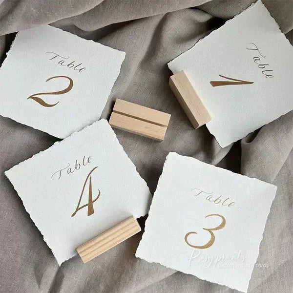elegant table numbers with deckled edge paper, 5sets - Rosy Prints