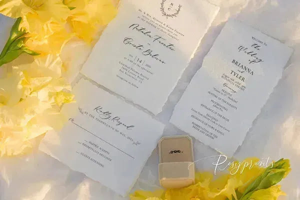 simple elegant deckled edge wedding program ROSYWP01 - Rosy Prints