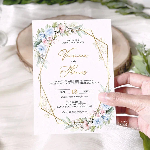 rustic dusty blue dusty rose vellum floral wedding invitations