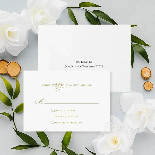 gold foil print navy blue wedding invitations ROSYF07 - Rosy Prints