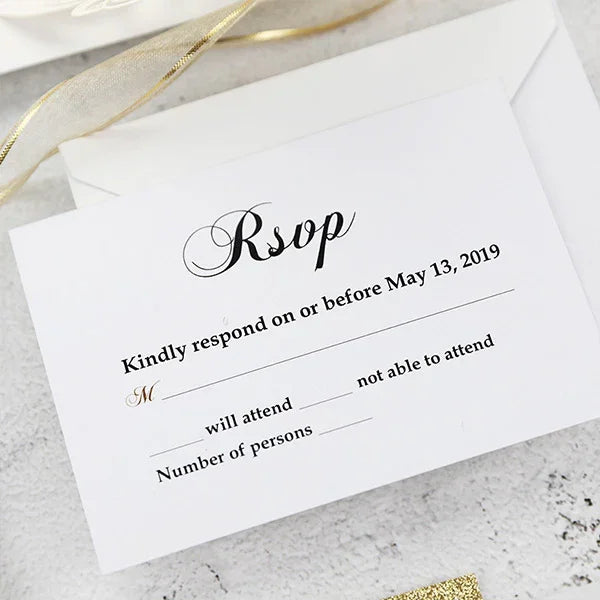 simple ivory white gold glitter overlay wedding invitations ROSYP03 - Rosy Prints