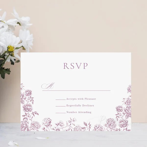 vintage dusty rose mauve flower wedding invitations ROSG31 - Rosy Prints