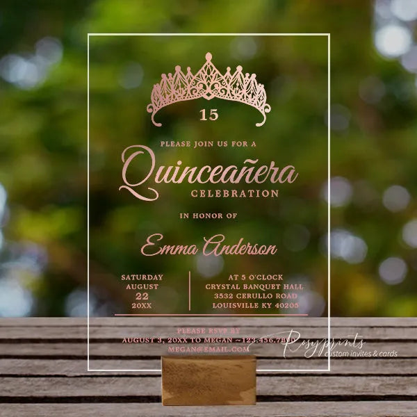 elegant rose gold acrylic sweet sixteen invitations ROSYA66 - Rosy Prints