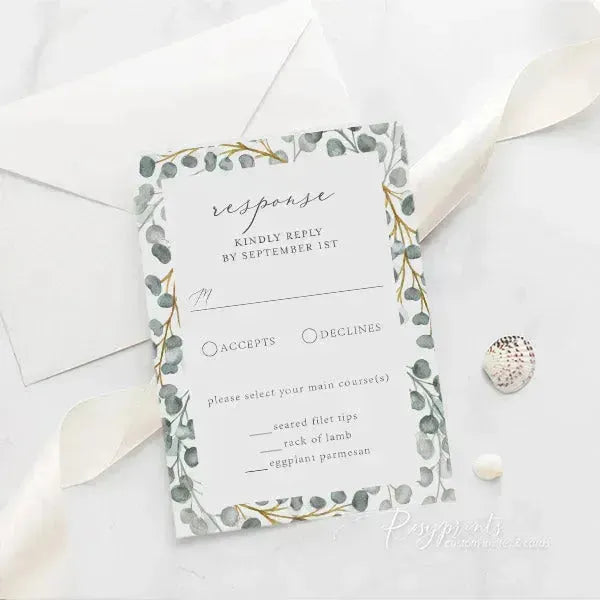 eucalyptus sage green acrylic wedding invitations ROSYA23 - Rosy Prints