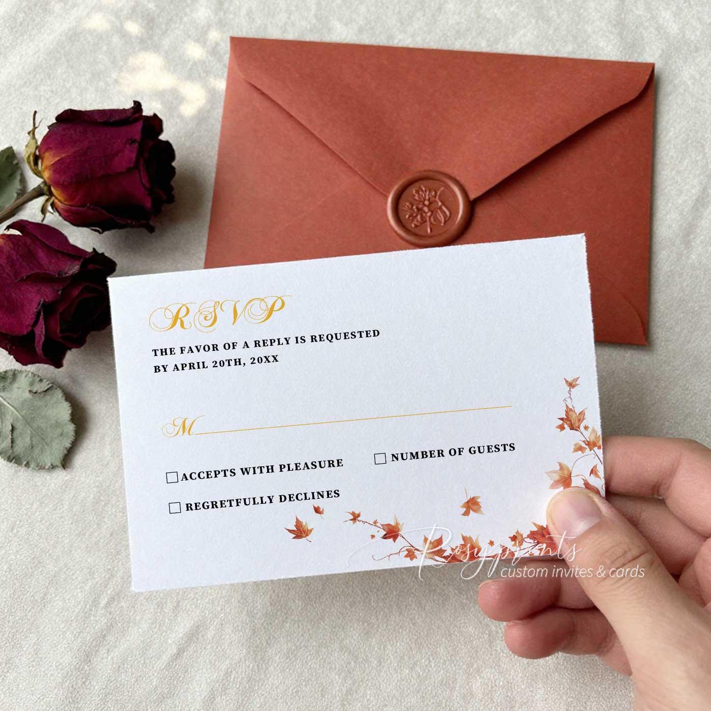 fall maple leaf clear acrylic wedding invitations