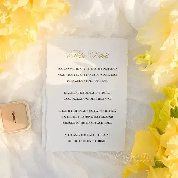 black and gold deckled edge wedding invitations ROSYD04 - Rosy Prints