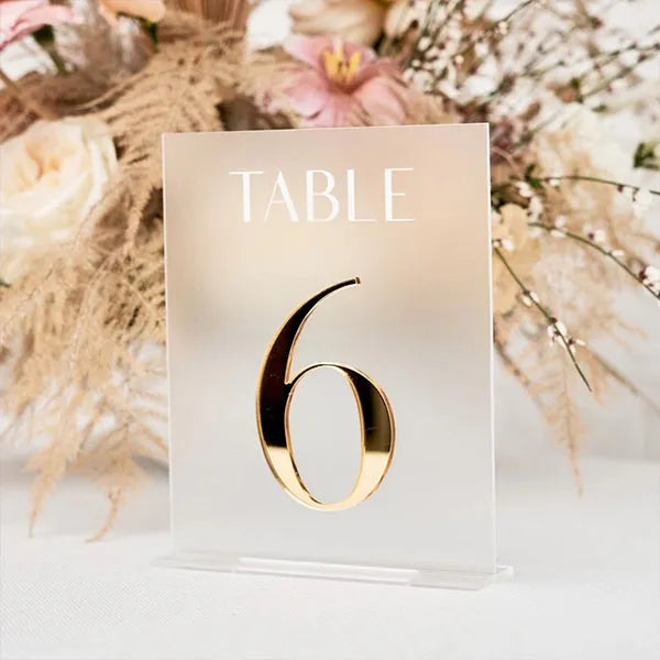 frosted and gold acrylic table numbers, 5sets - Rosy Prints