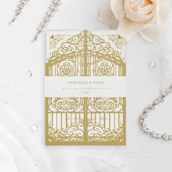 gold and pink fairytale wedding invites ROSG14 - Rosy Prints