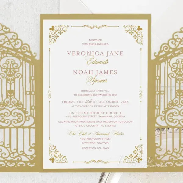 gold and pink fairytale wedding invites ROSG14 - Rosy Prints