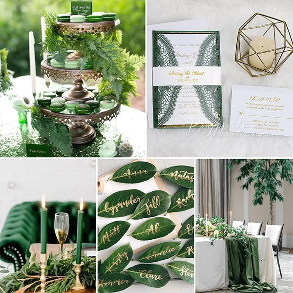 emerald green and gold wedding invitations ROSG08 - Rosy Prints