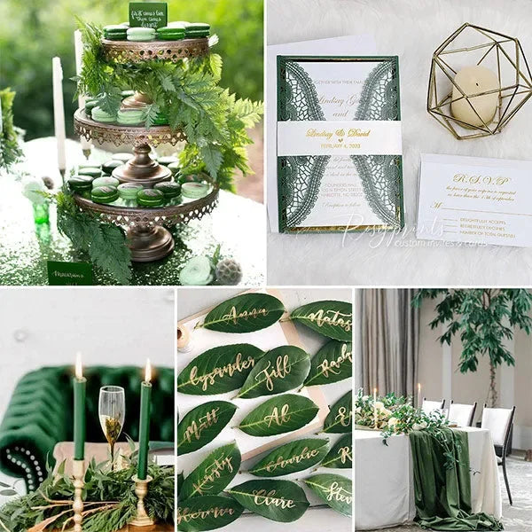 emerald green and gold wedding invitations ROSG08 - Rosy Prints