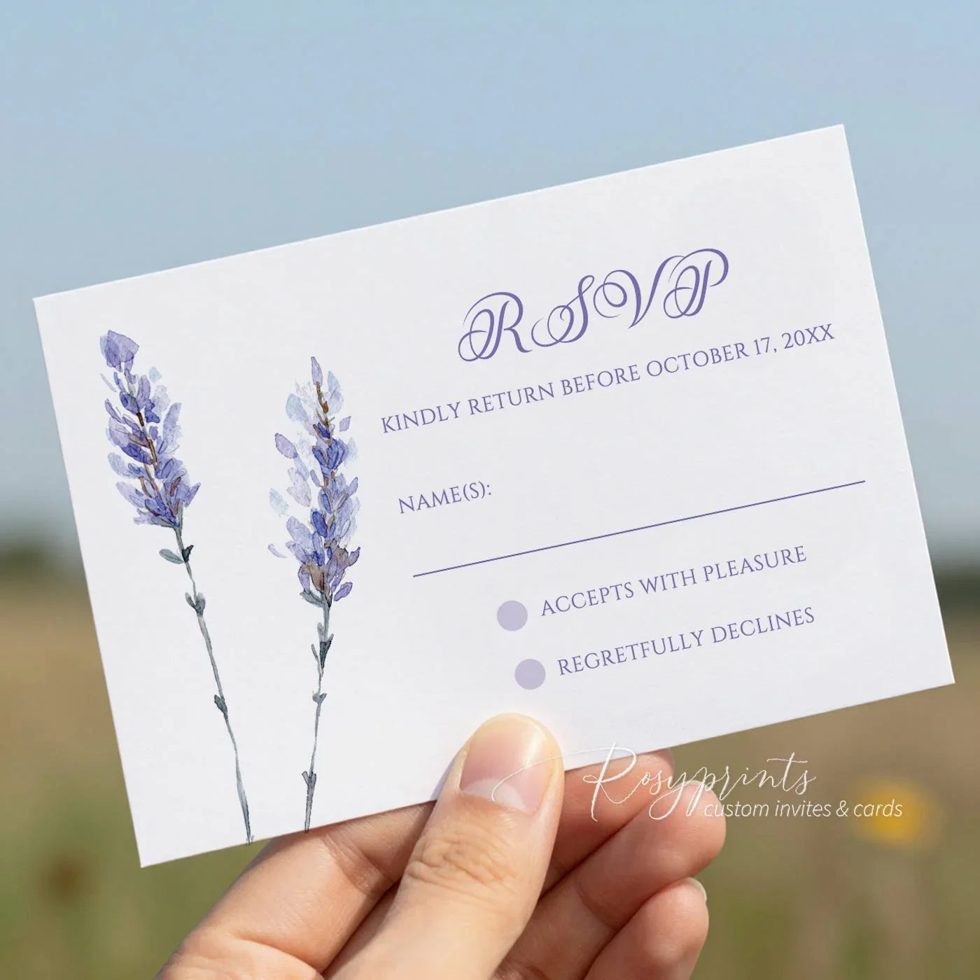 lavender purple flower acrylic wedding invitations