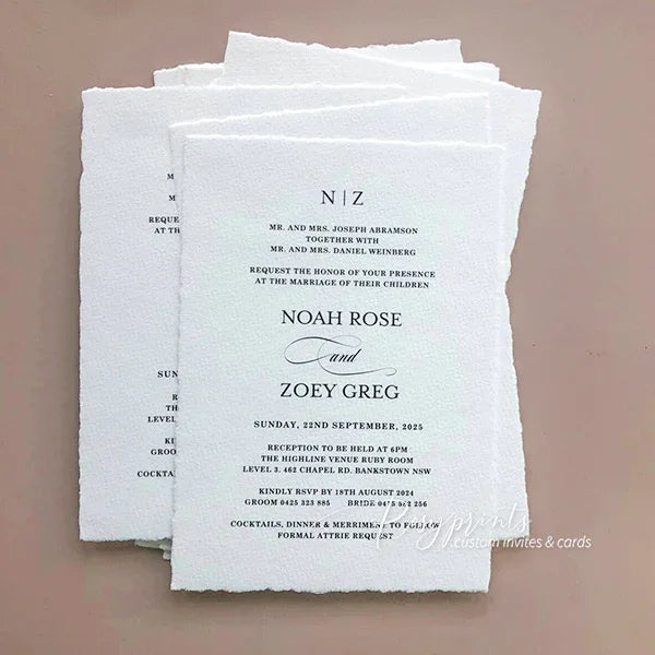 simple elegant deckled edge wedding invitations