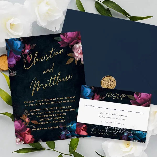 dark moody jewel tone wedding invitations RPF27 - Rosy Prints