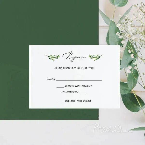 rustic greenery olive green wedding invitations ROSYP32 - Rosy Prints