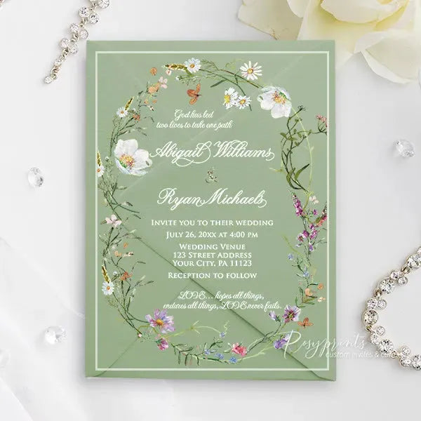 pastel wildflower acrylic wedding invitations ROSYA72 - Rosy Prints