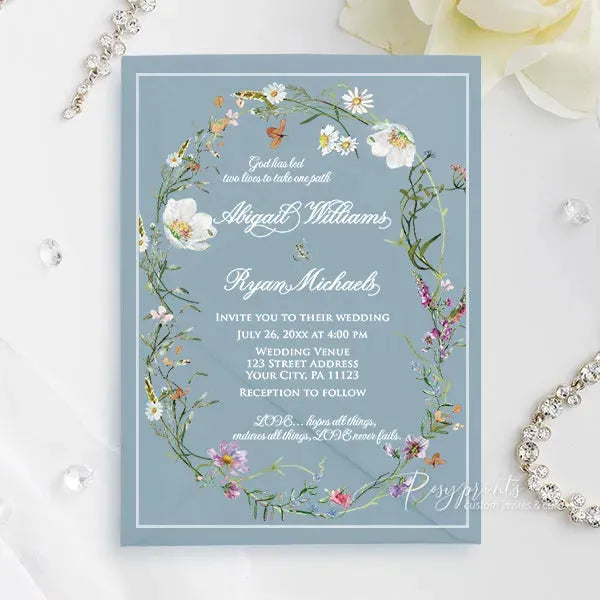 pastel wildflower acrylic wedding invitations ROSYA72 - Rosy Prints