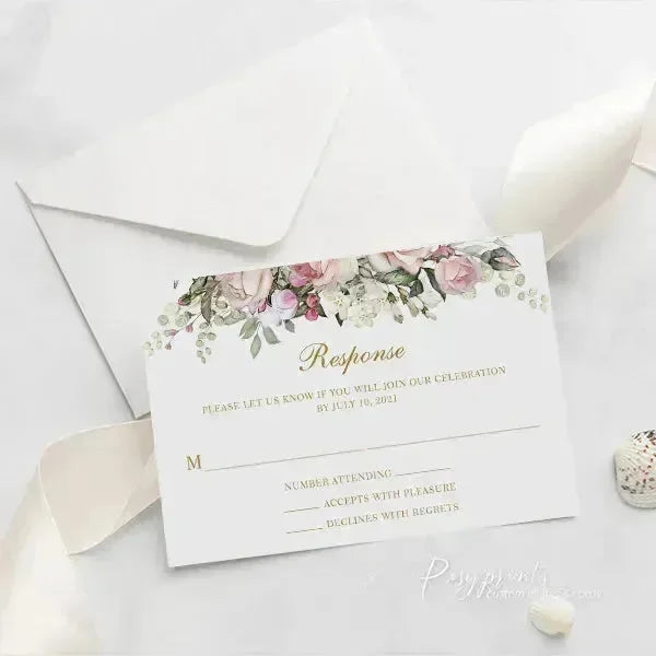 pink flower quinceanera acrylic invitations ROSYA05 - Rosy Prints