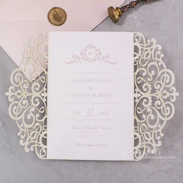 Luxury Foil Dusty Rose Gold Wedding Invitations Quinceanera ROSG35 - Rosy Prints