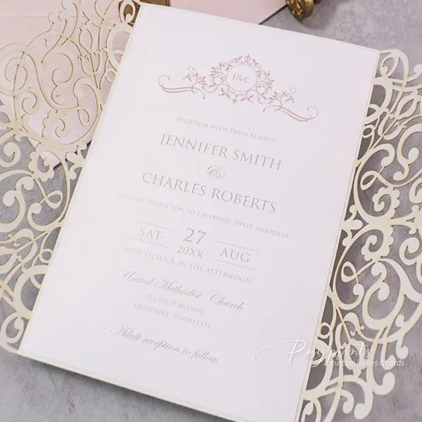 Luxury Foil Dusty Rose Gold Wedding Invitations Quinceanera ROSG35 - Rosy Prints