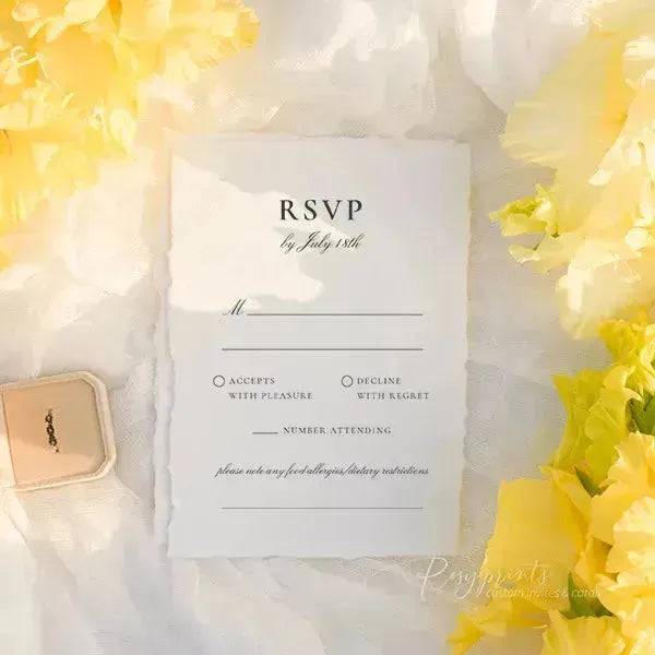 botanical monogram deckled edge wedding invitations ROSYD12 - Rosy Prints