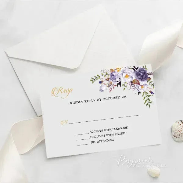 purple and gold acrylic wedding invitations ROSYA22 - Rosy Prints