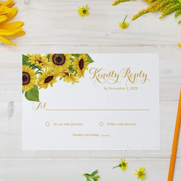 sunflower rustic country acrylic wedding invitations ROSYA102 - Rosy Prints