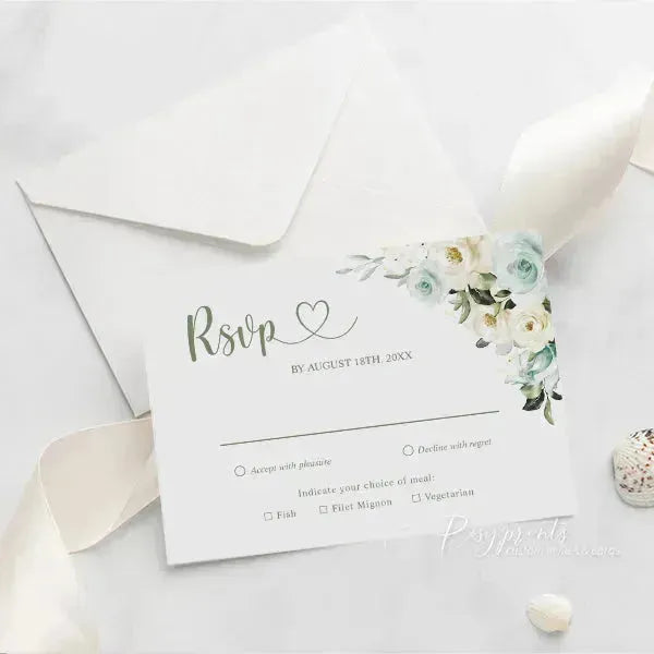 sage green and white floral quince invitations acrylic sweet 16 ROSYA65 - Rosy Prints
