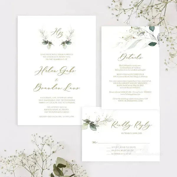 elegant sage green vellum wedding invitations ROSYV07 - Rosy Prints