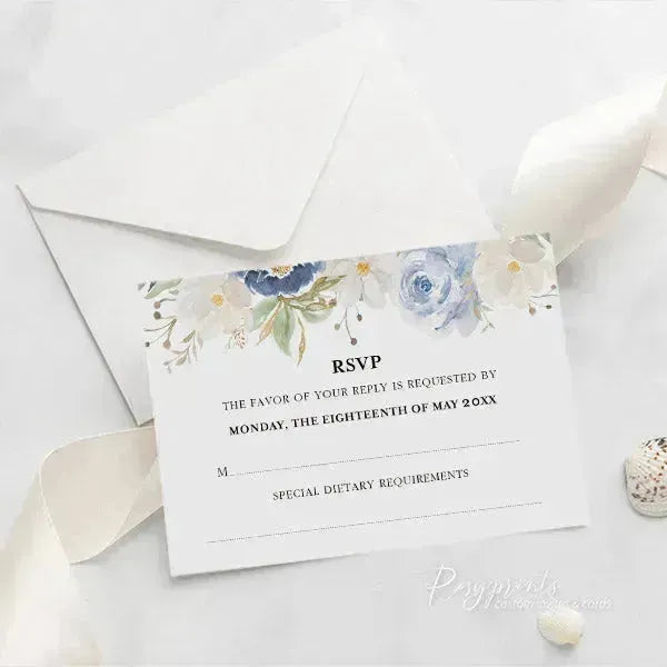 shades of blue floral acrylic wedding invitations ROSYA25 - Rosy Prints