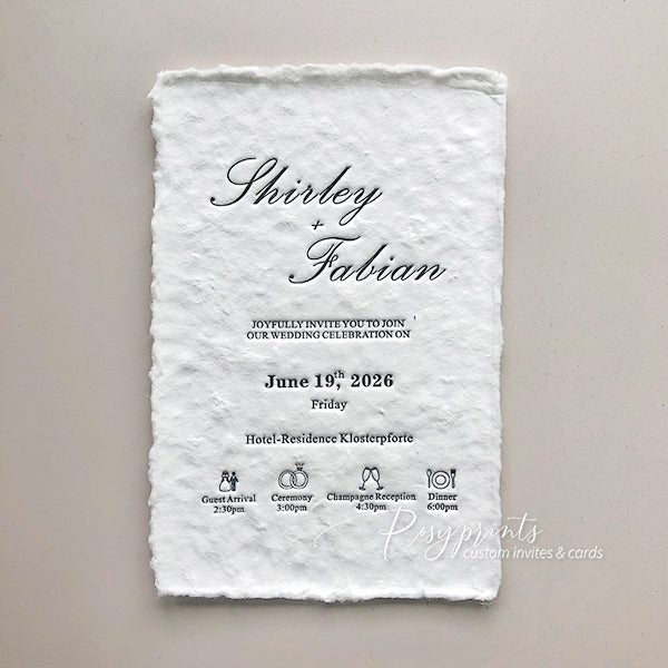 elegant letterpress printing invitations with deckled edge ROSYL09